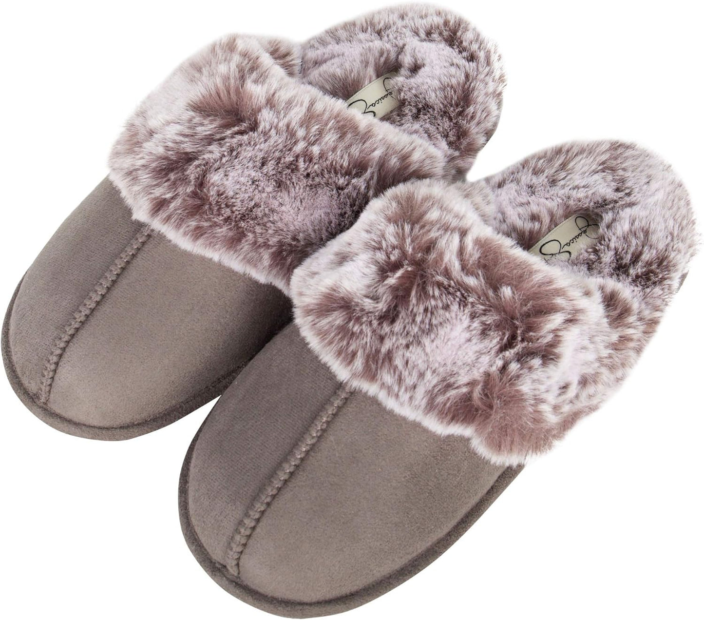 Women'S Comfy Faux Fur House Slipper Scuff Memory Foam Slip on Anti-Skid Sole