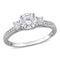 Women'S Created Sapphire 10K White Gold Engagement Ring